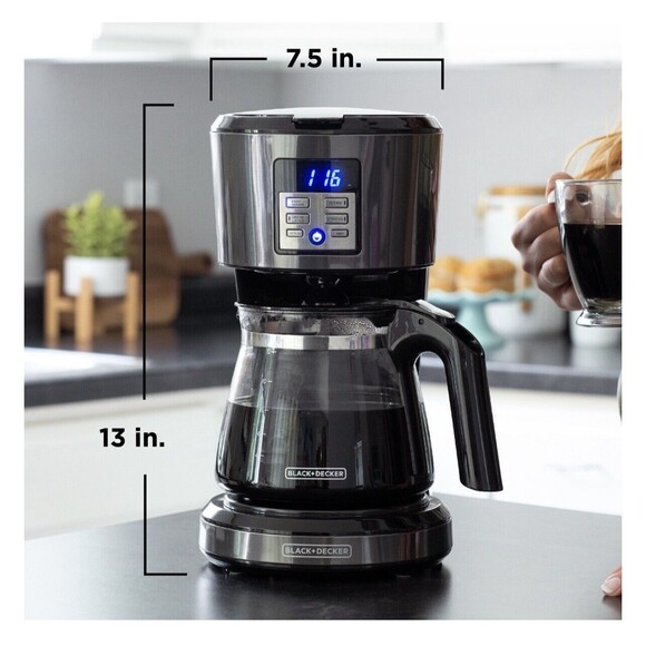 BLACK+DECKER 12-Cup Coffeemaker Programmable Vortex Technology - Black - Picture 2 of 6